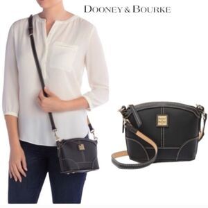 Dooney & Bourke Black Mini Domed Crossbody Saffiano Florentine leather Bag
